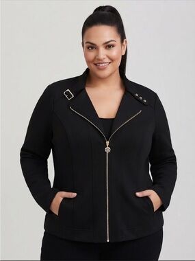 torrid NWT Black Lux Ponte Moto Jacket with Zip and Hardware